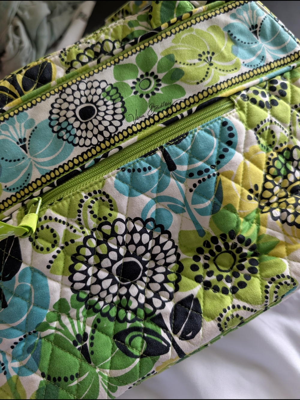 Vera Bradley Lime's Up Quilted Floral Shoulder Bowler Bag - Picture 7 of 9